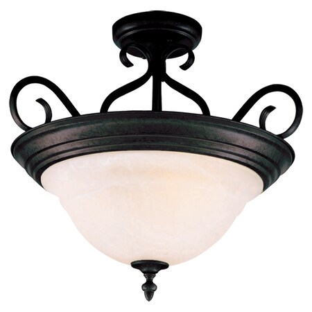 Maxim Three Light Kentucky Bronze Marble Glass Bowl Semi-Flush Mount 2652MRKB